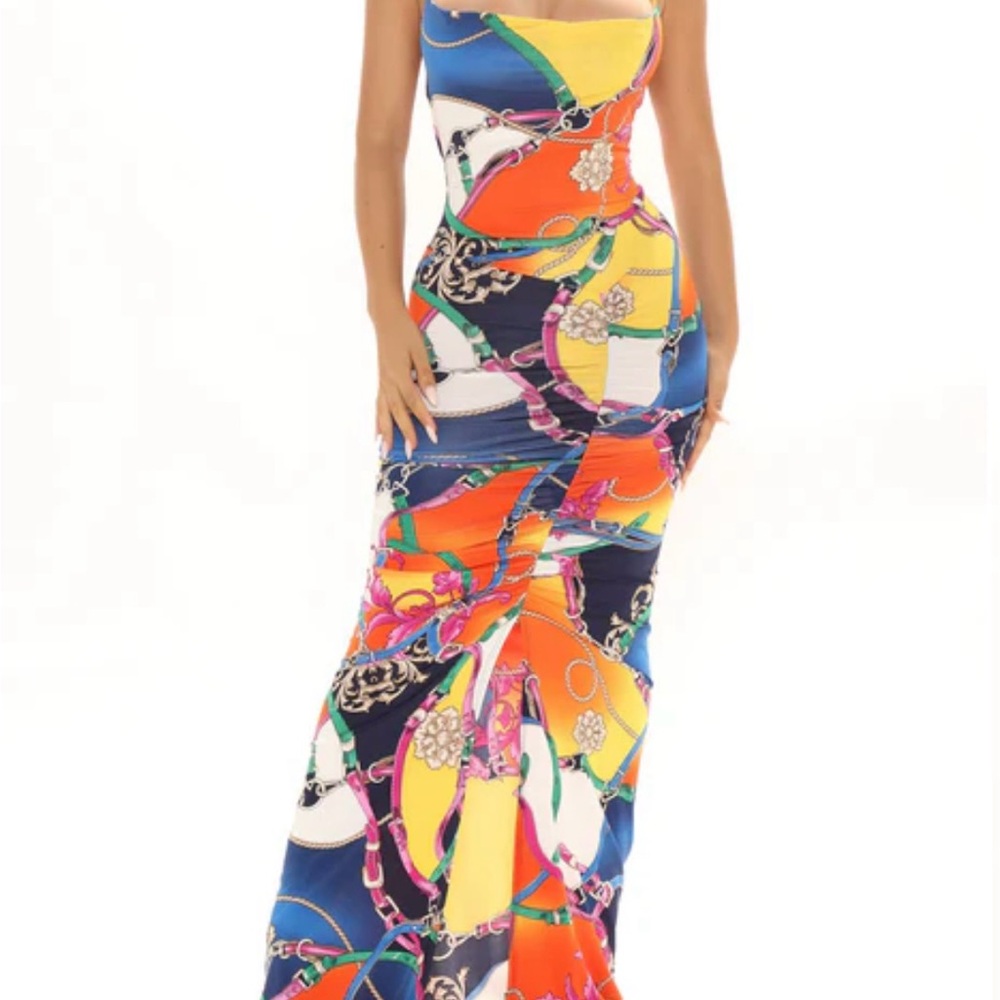 Multicolor Chain Print Dress - Picture 2 of 3